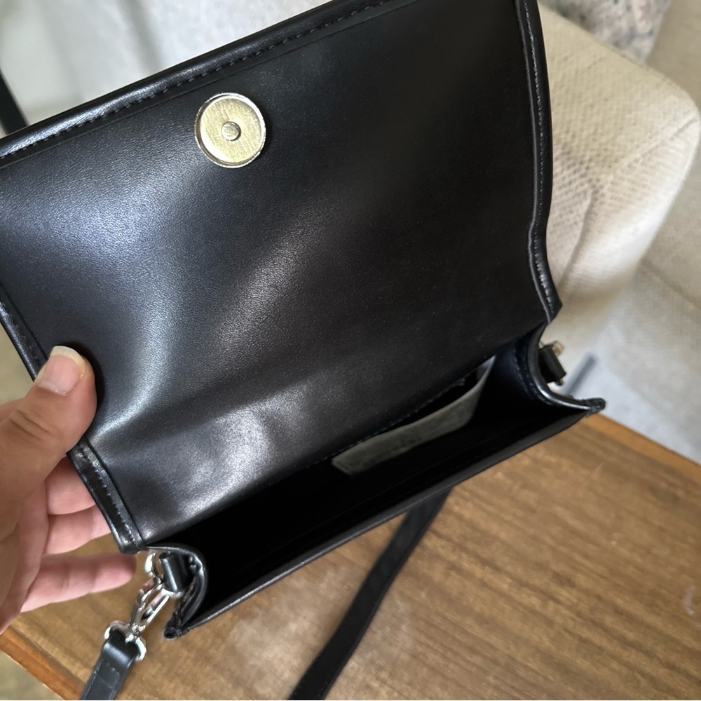 Zara Fabric Crossbody Clutch Bag Black/white/tan - Picture 5 of 10